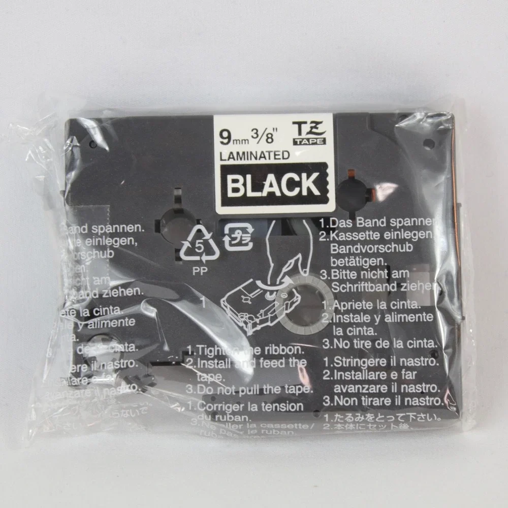 Brother P-Touch TZ-325 Label Tape 3/8 9mm White on Black 2 Pack Bundle - NEW